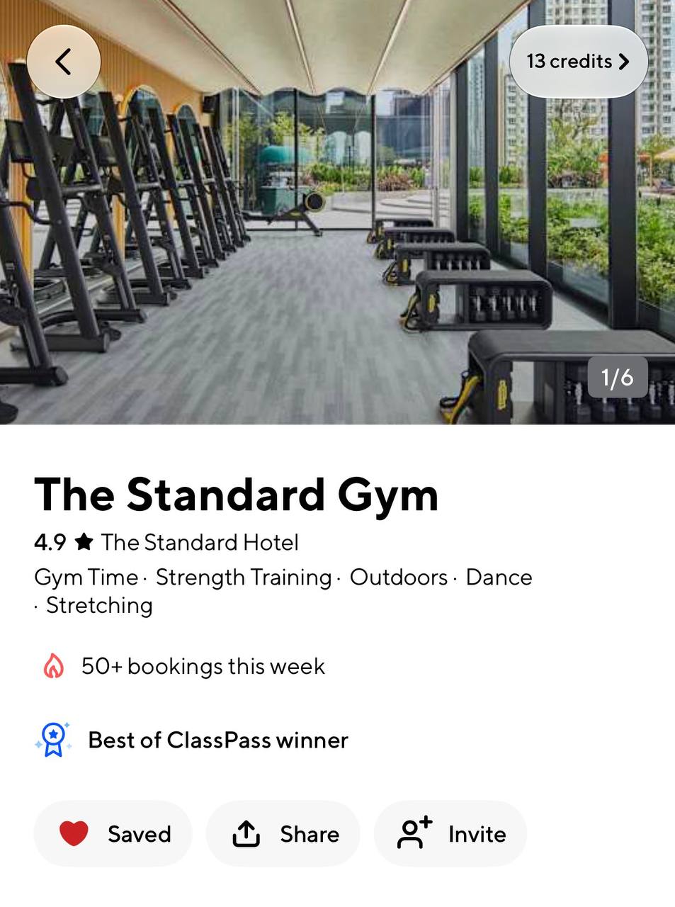 The Standard Gym บนแอป ClassPass โรงแรมระดับ 4.9 ดาว
